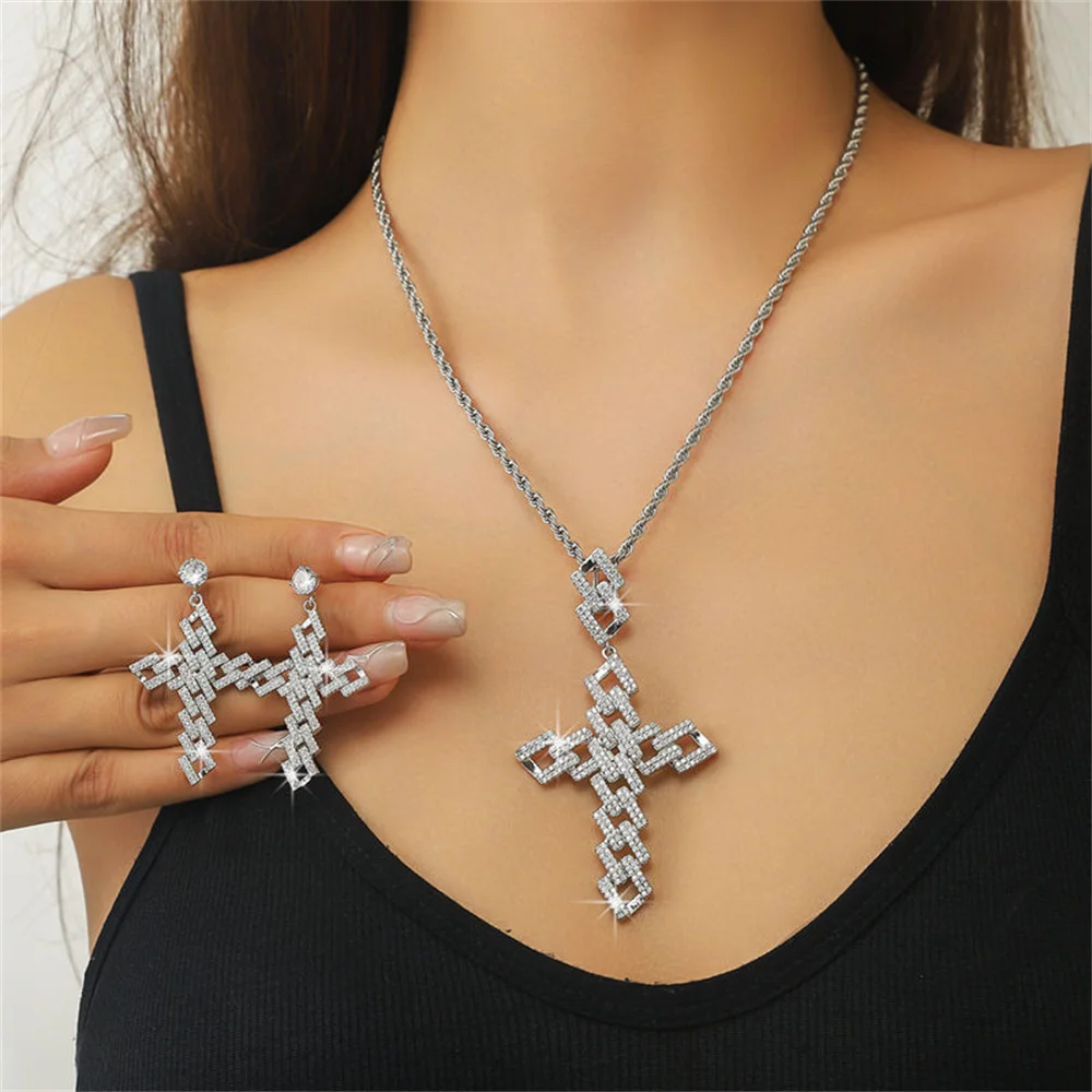 

Мужские новые евро-американские кубинские серьги-подвески с крестом, модное ожерелье в стиле хип-хоп, ювелирные изделия