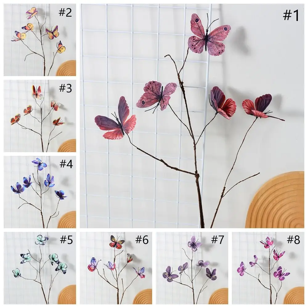 Simulation Dead Branch Butterfly Plants Fake Flowers Arrangement Decoration Wedding Party Bouquet Accessories Photography Props