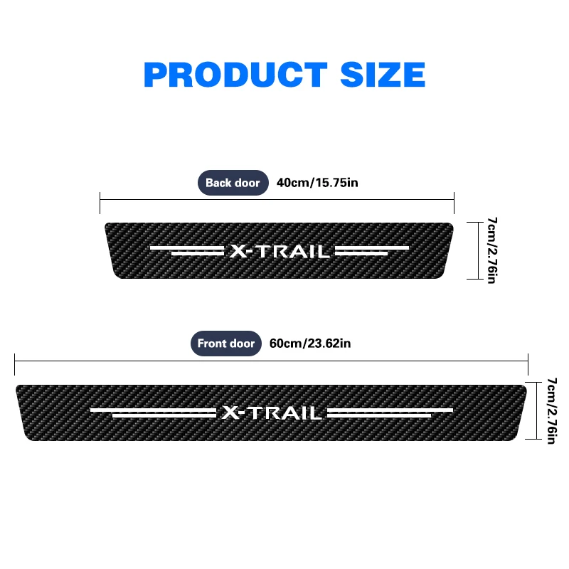 닛산 Xtrail X Trail T30 T31 T32 용 자동차 도어 실 문턱 스티커, 탄소 섬유 자동차 트렁크 범퍼 페달 보호 패드, 5 개