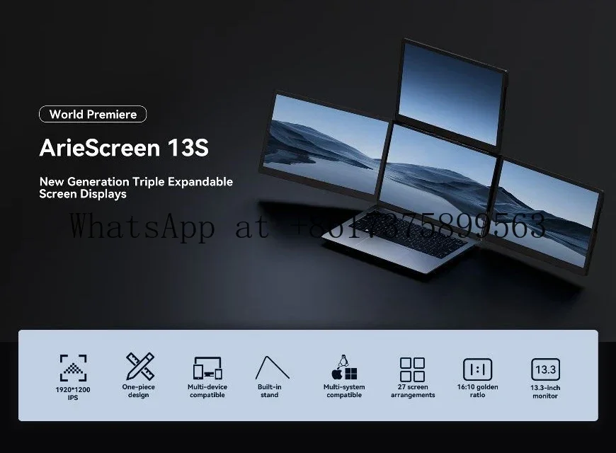 13.3 Inch Triple Por IPS USB ed Extended Screen For Laptop Dual Triple Display Expansion For Work Gaming Travel