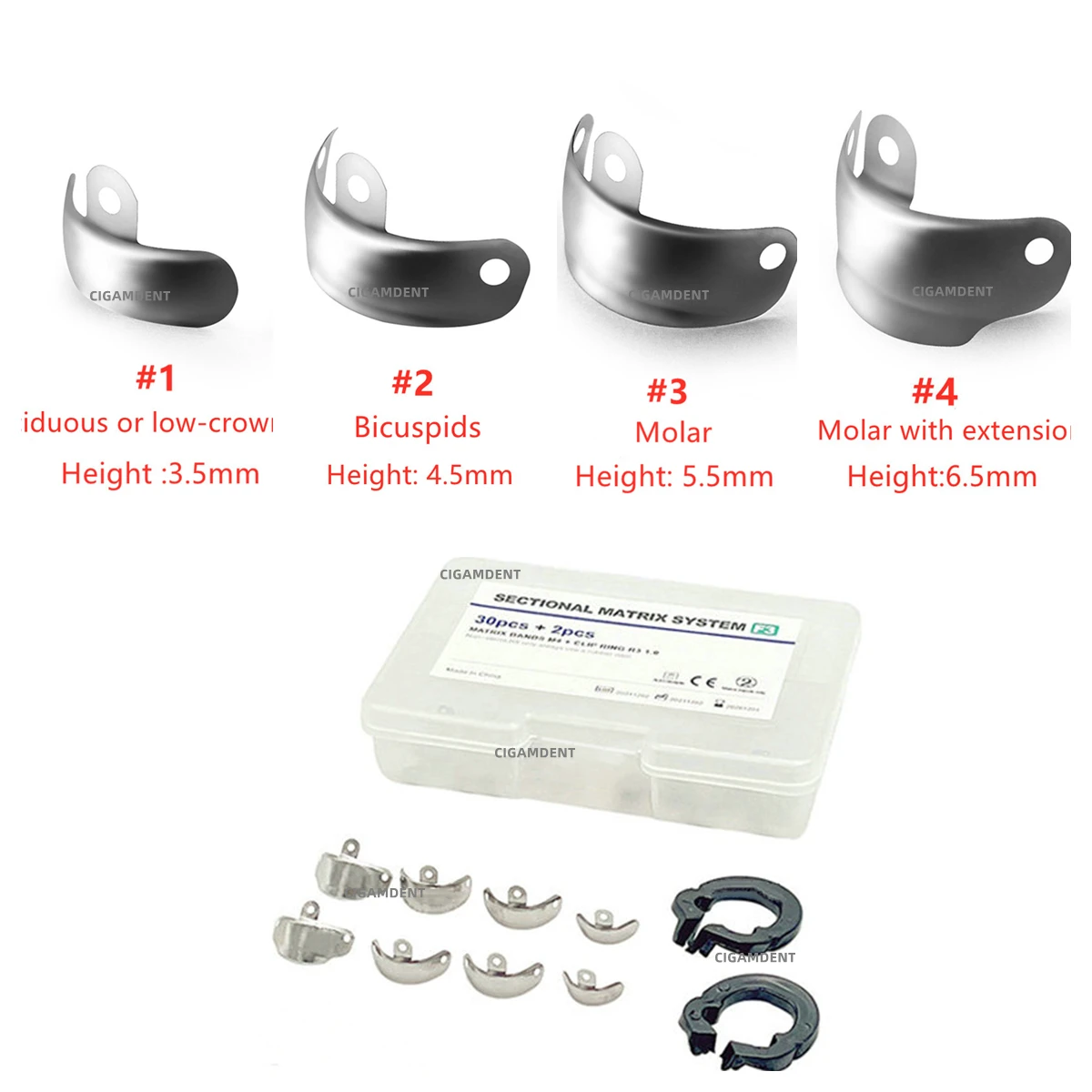 Dental Sectional Matrix System Palodent V3 Style Dental Sectional Contoured Metal Matrices Matrix Band Resin Clamping Ring