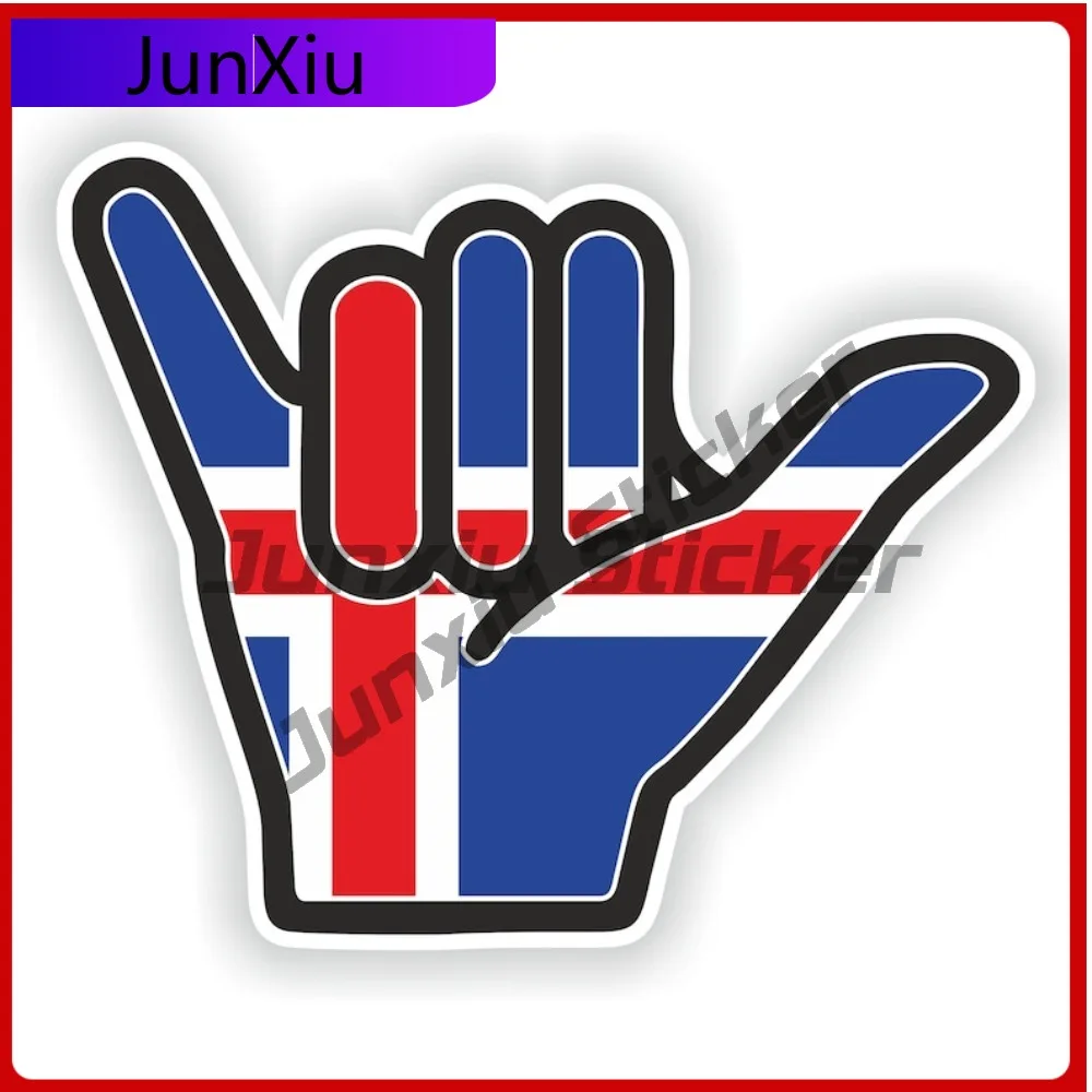 

Iceland Flag Shaka Hand Hang Loose Vinyl Decals Graphic Scratch Cover With Sticker Custom Decals Vinyl Stickers Car Suv Window