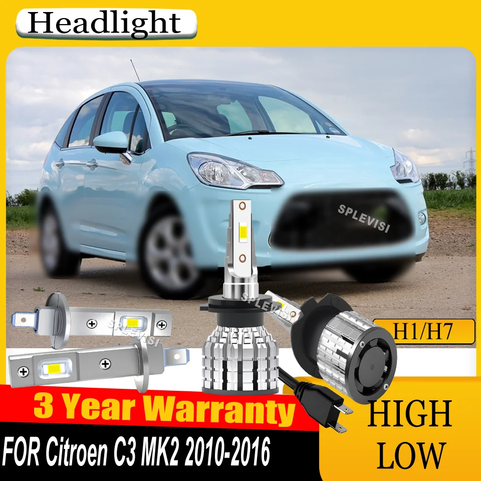 

SPLEVISI High Bright Chips LED Headlights High Low Beam Combination Set For Citroen C3 MK2 2010 2011 2012 2013 2014 2015 2016