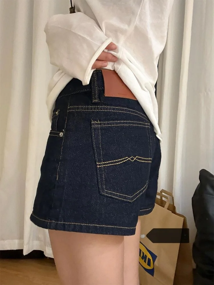 

High Waist Denim orts Women's Summer New Sle Retro A-Line Wide Leg Hot Pants Deep Blue Design Sensation Spicy Girl Jeans ...