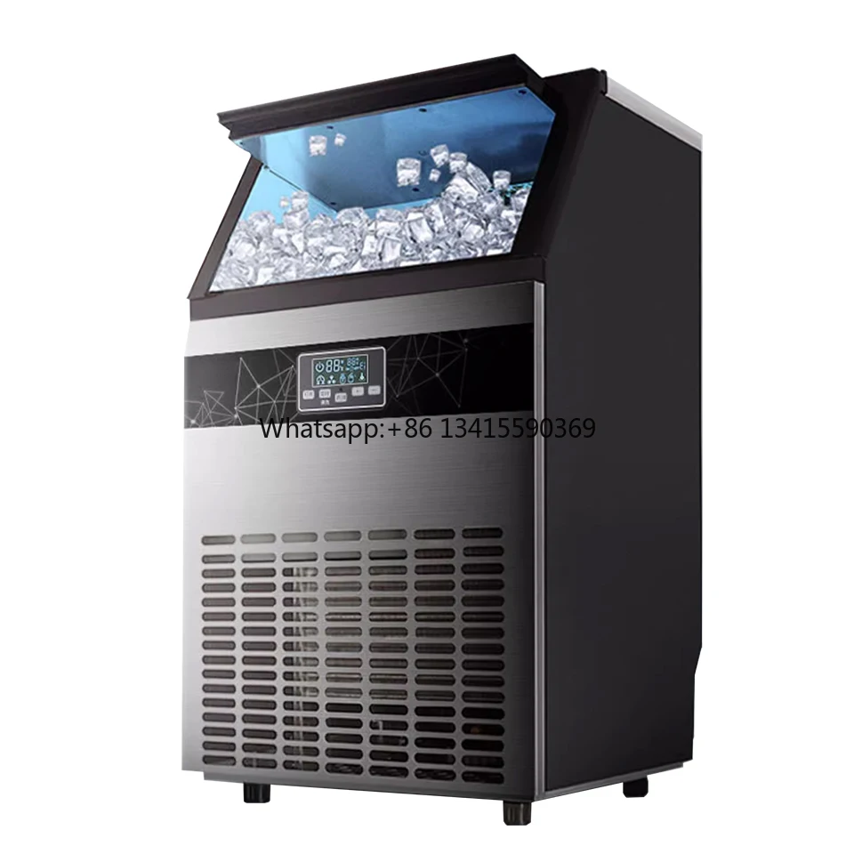 

HZB80A Commercial Ice Maker Machine, Stainless Steel Under Counter Ice Machine Large Storage Capacity, Freestanding Ice Maker