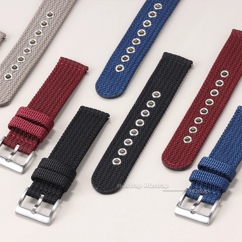 Colorful Nylon Watch Strap Stainless Steel Buckle Universal Replace Bracelet Quick Release Band for Men Women 18mm 20mm 22mm