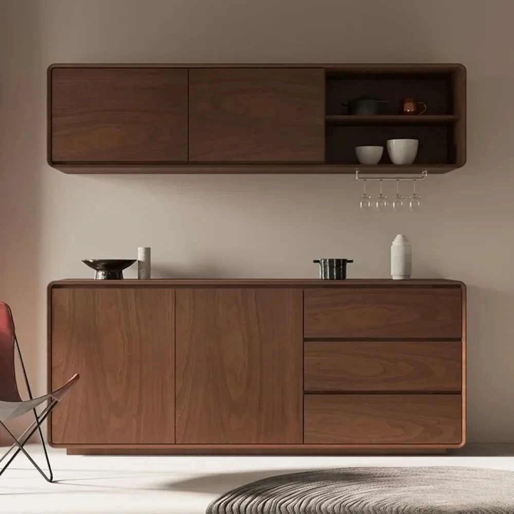 Modern minimalist living room, sideboard, Nordic polar body storage cabinet, entryway cabinet, walnut color storage tea