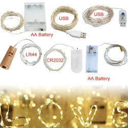 1M 3M 5M Led Copper Wire Fairy Lights Garlands Holiday Lamp USB/Battery Powered LED String Lights DIY Wedding Christmas Decor