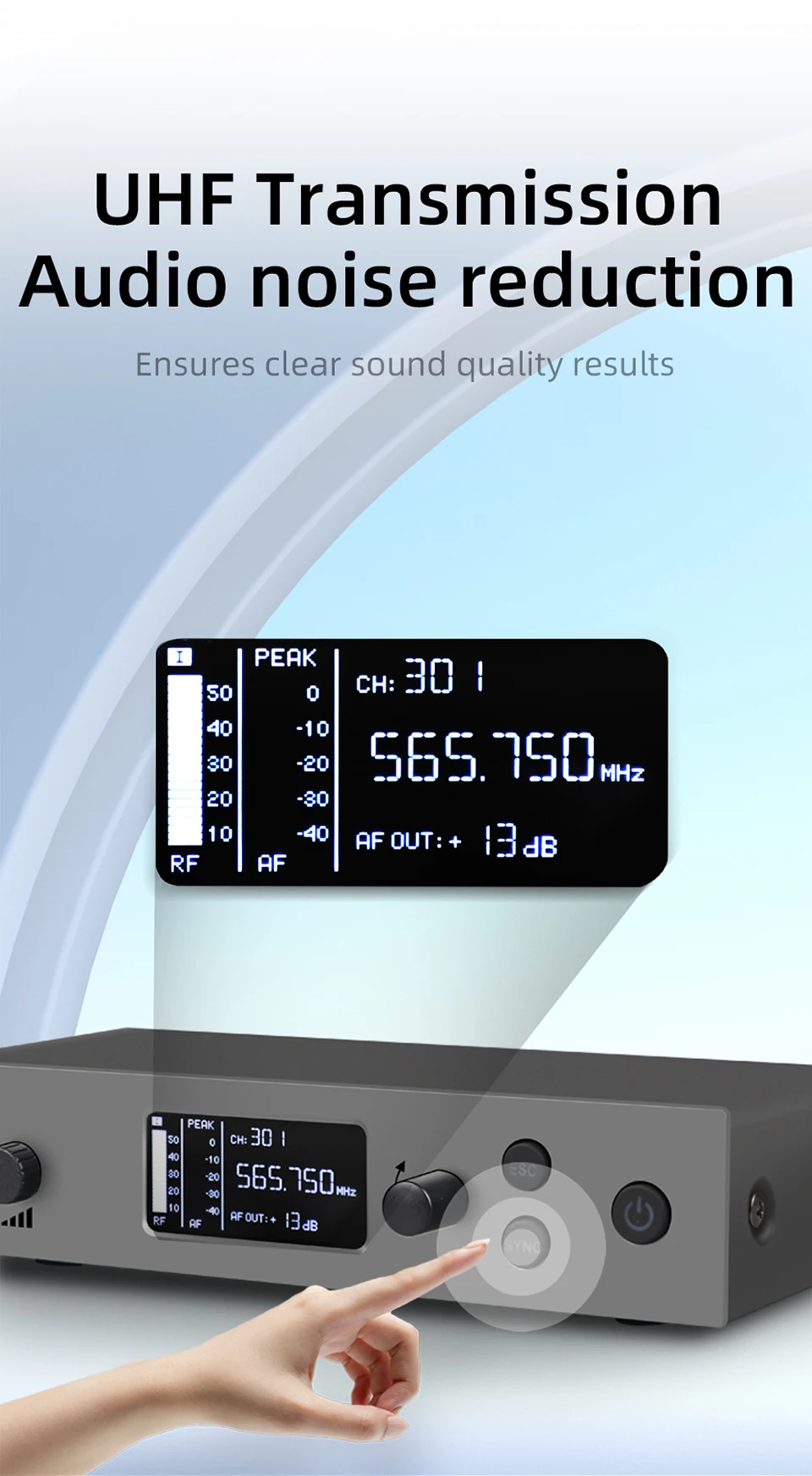 Paulkitson G5.1 PRO Kabelloses In-Ear-Monitoring-System IEM Kabellose Bühnenrückführung UHF LCD-Anzeige XLR-Eingang für Sänger, Bands und Bühnen – Detail 3