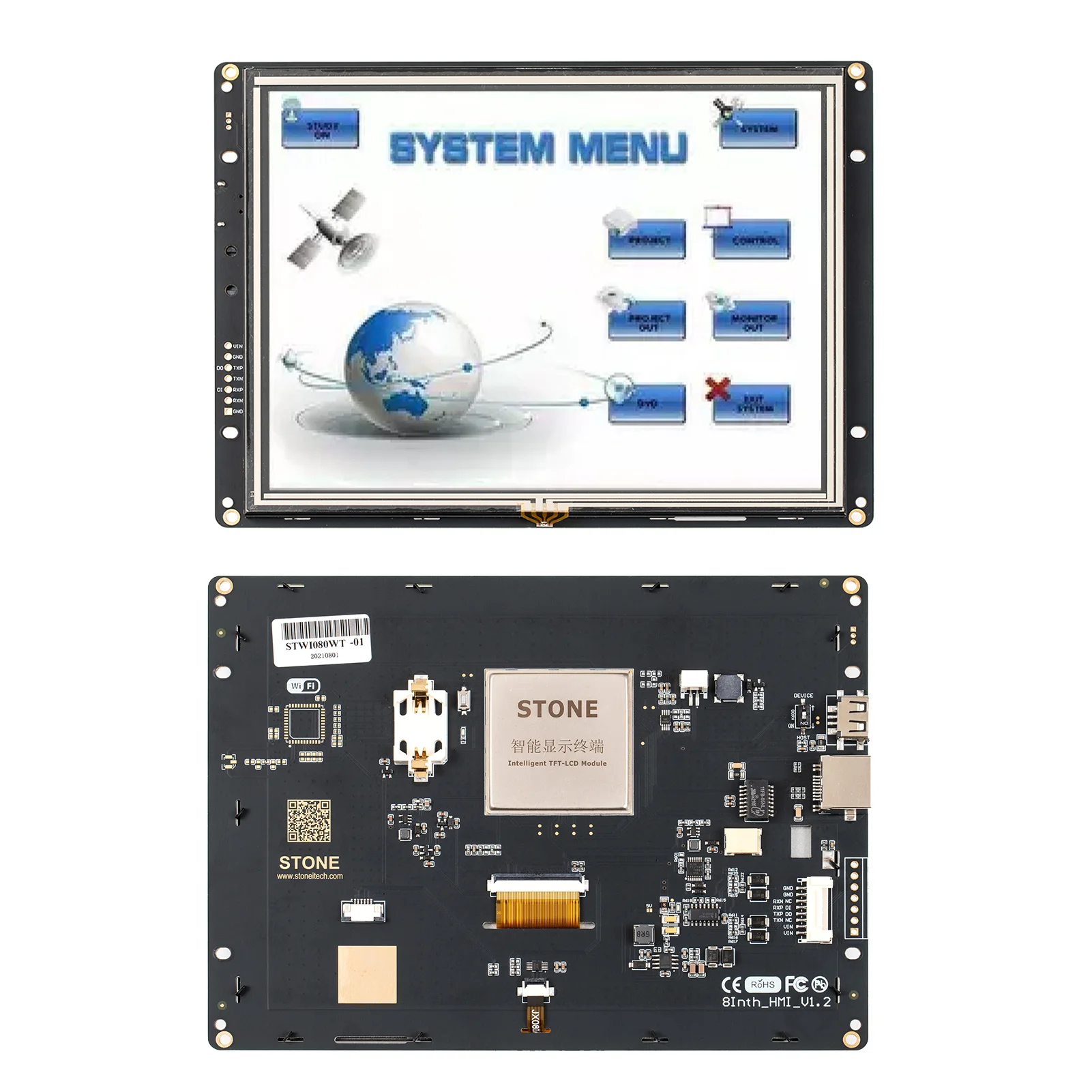 

SCBRHMI 8.0 Inch LCD-TFT HMI Display Resistive Touch Panel Module RGB 65K Color Intelligent Series with Enclosure