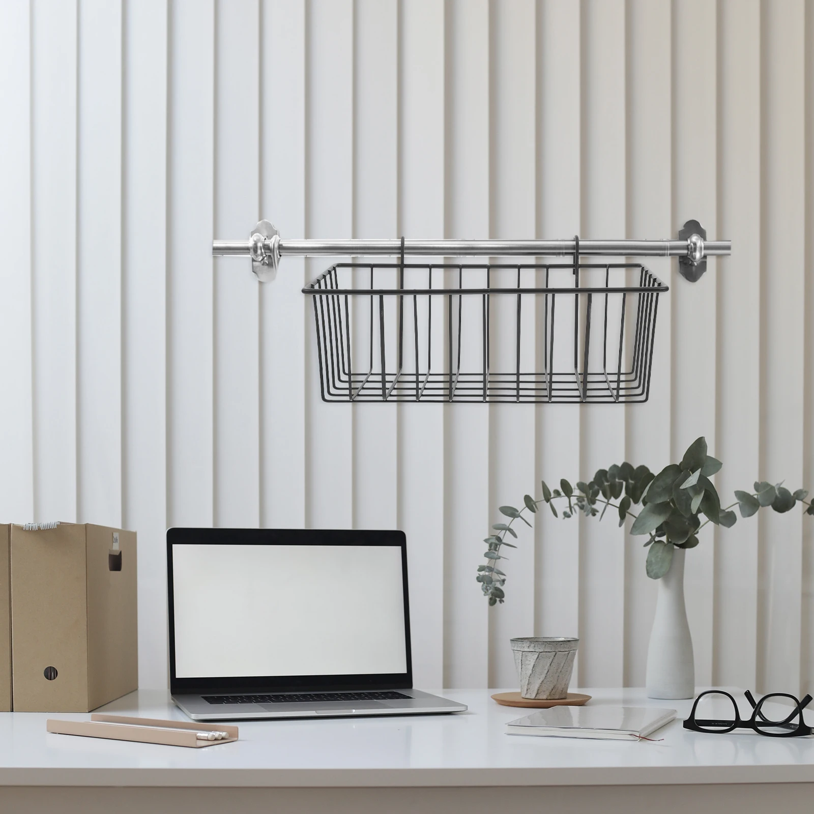

1pcs Wall Mounted Wire Hanging Organizer For Bathroom Kitchen Storage Rack Shelf Black Iron Multi-Function Hanging Storage