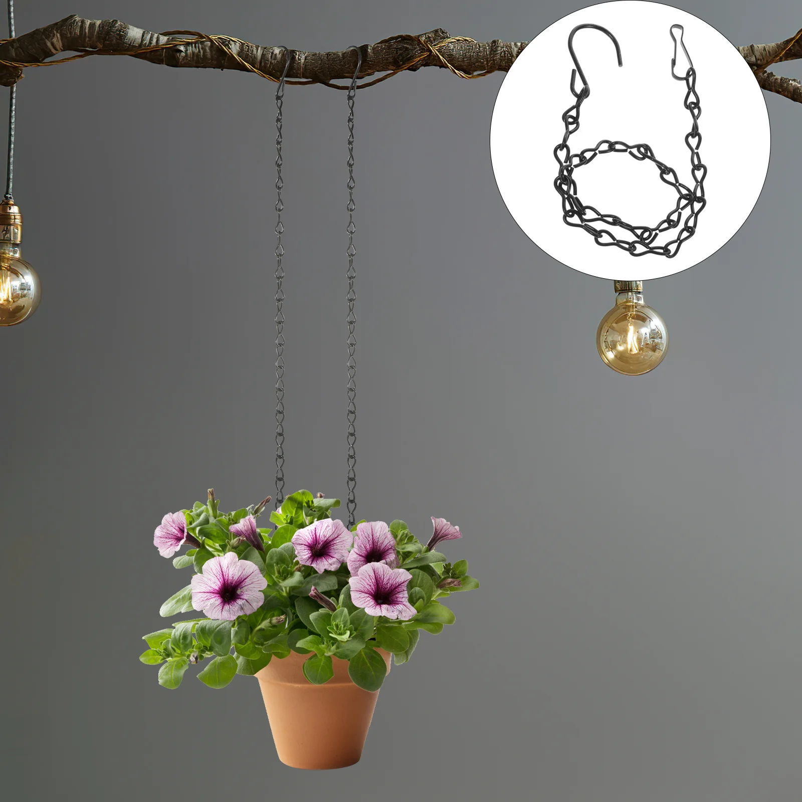 5 قطعة سلاسل معلقة سلسلة سوداء شديدة التحمل لتعليق النباتات اناء للزهور استبدال زارع سلسلة السنانير حديقة سلة فانوس #1