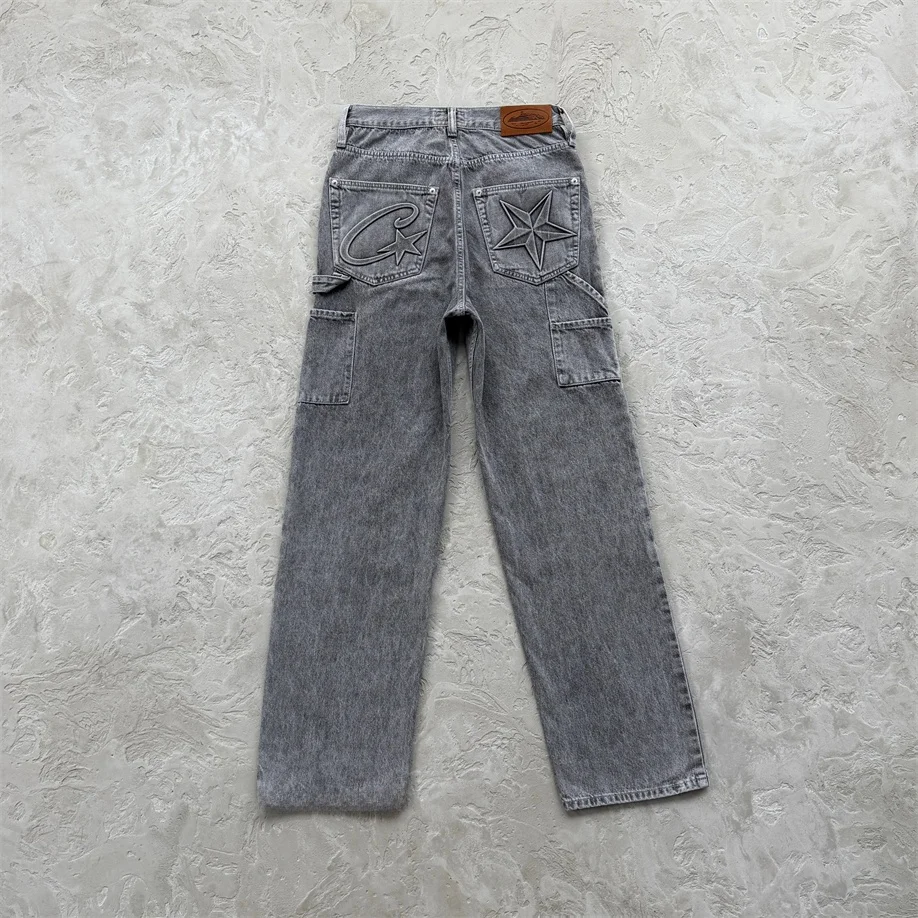 

Washed Workwear Jeans Straight Leg Men's Women's Casual Denim Work Pant Natural Waist Winter Season Ladies Straight Fit Sligh...