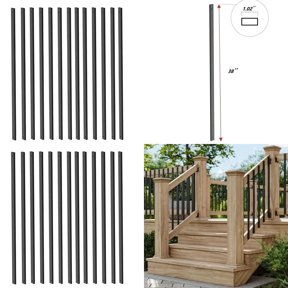 

50-Pack 38-Inch Metal Deck Balusters with Screws for Staircase and Railing Upgrade Kit