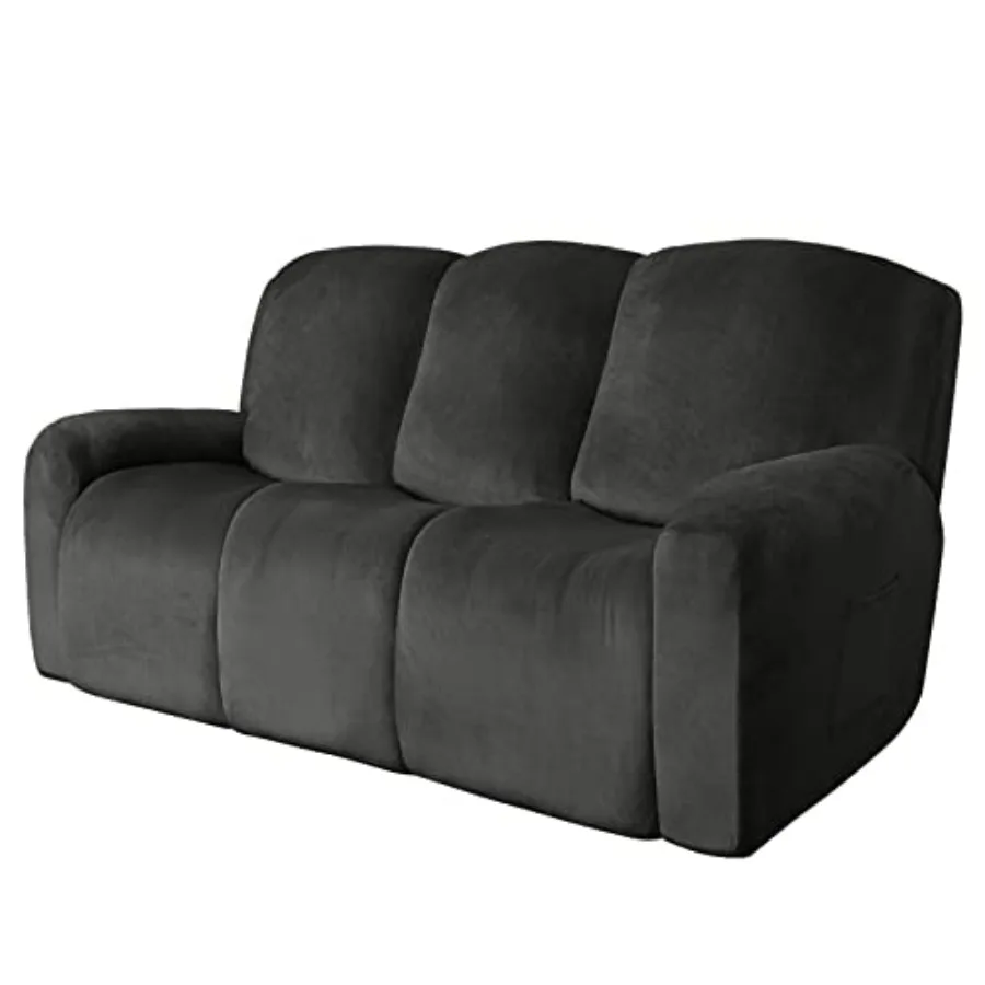 

Velvet 8-Pieces Recliner Couch Covers Reclining Couch Covers for 3 Seat Recliner Sofa Slipcovers Thick Soft Washable Sofa