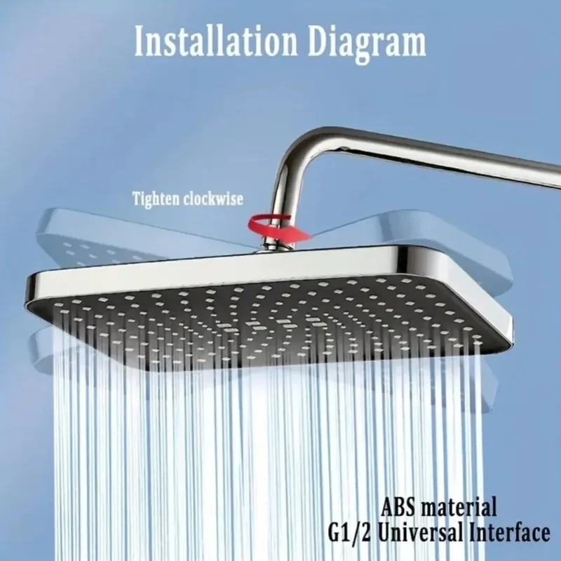 High Flow Supercharged Rain Shower Head 360° Rotary Water Saving 14 Inch High Pressure Top Spray Shower Head New