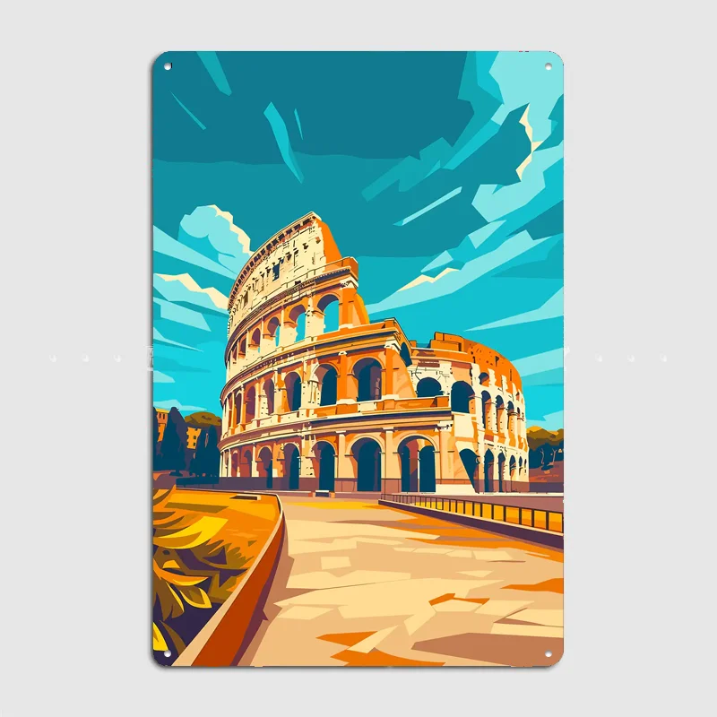 Colosseum Rome Digital Art Travel Poster Metal Sign Life Wall Custom Bedroom Indoor Home Wall Decor Posters Room Decoration