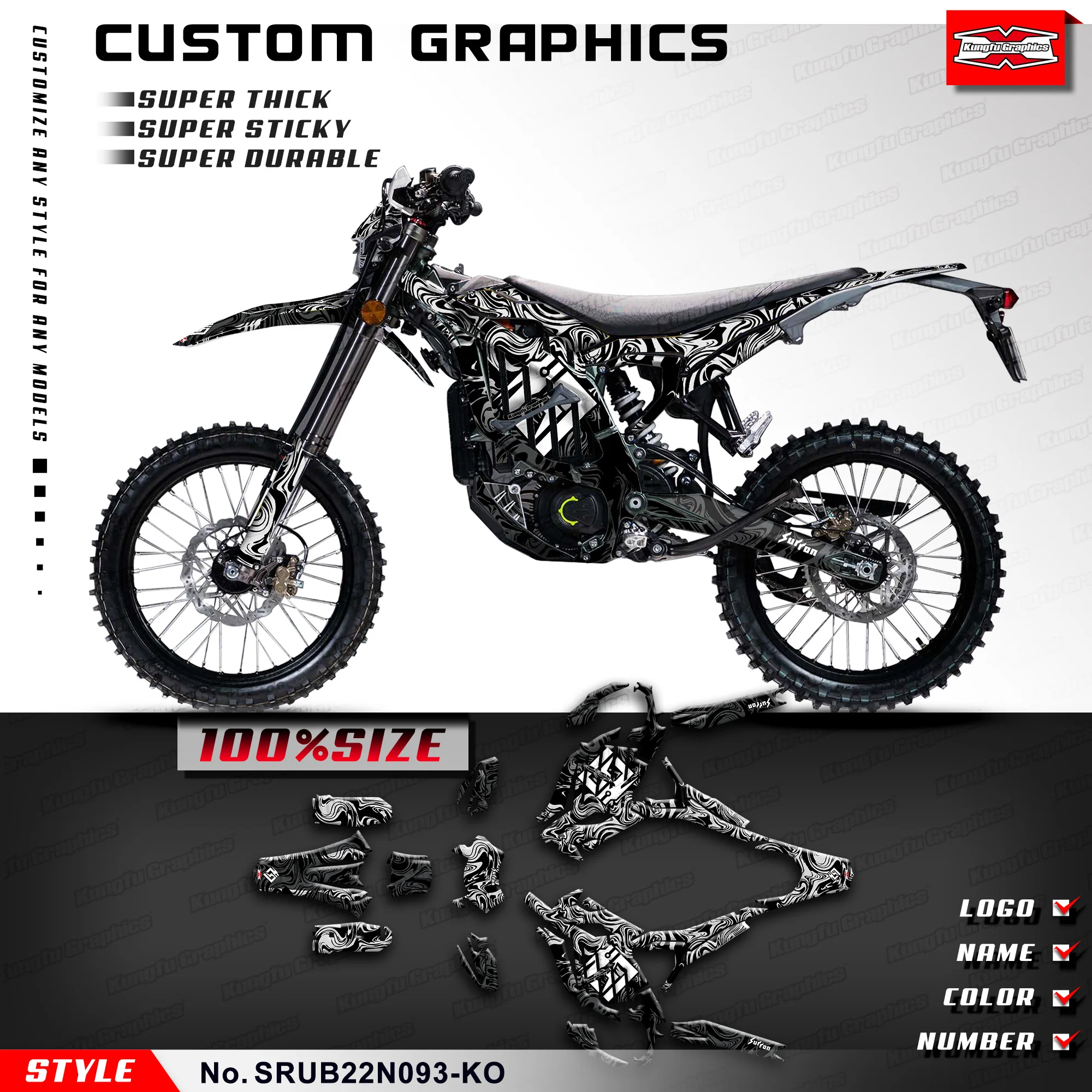 KUNGFU GRAPHICS Racing Sticker Decals Stickers for for Sur-Ron Ultra Bee Dirt eBike SURRON, SRUB22N093-KO