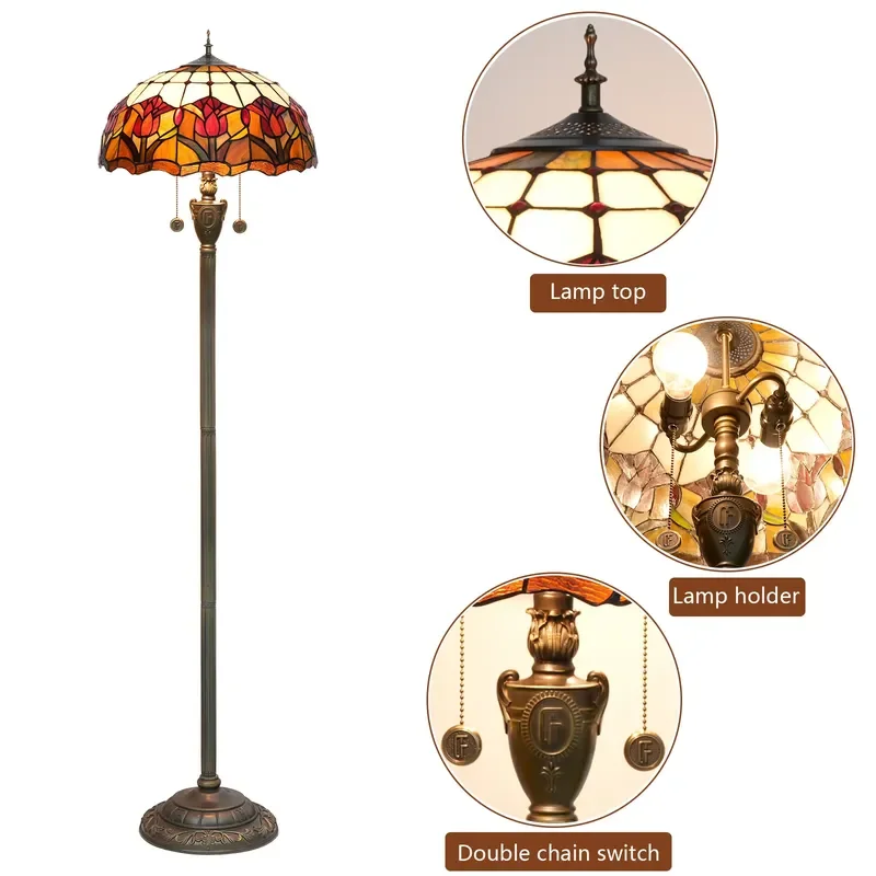 Vintage luxury sunflower stained glass floor lamp living room bedroom home decoration