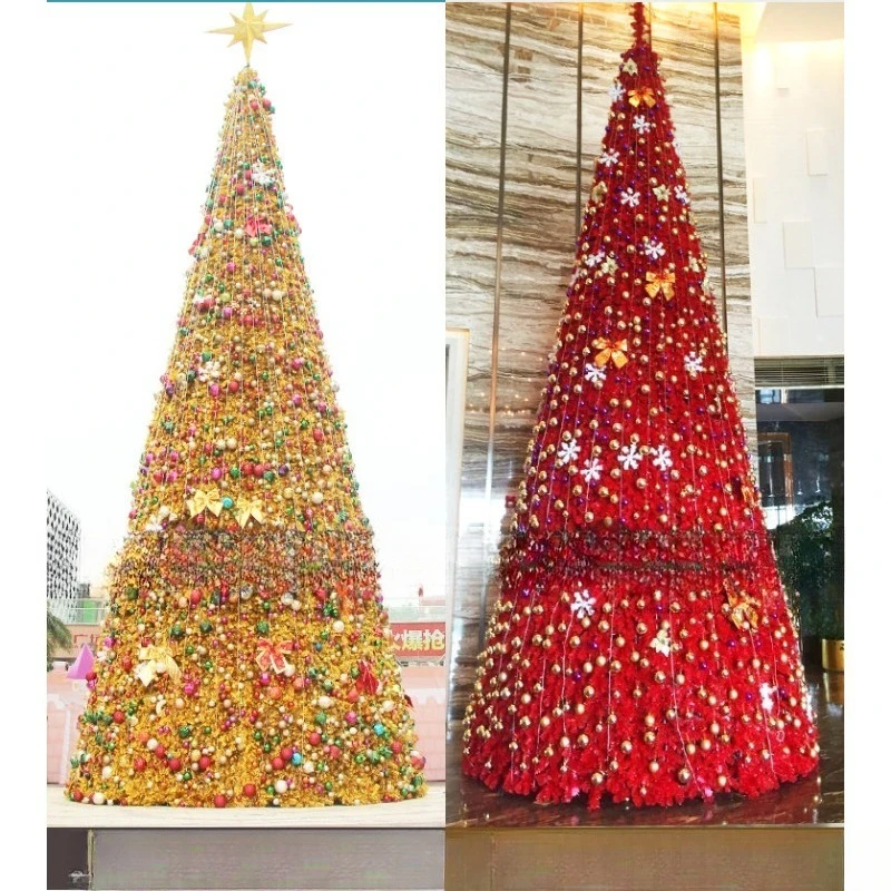 3M 20M Large Frame Christmas Tree Set Blue Rattan Red Golden Pink Hanging Branches Mall Hotel Outdoor Holiday Decoration
