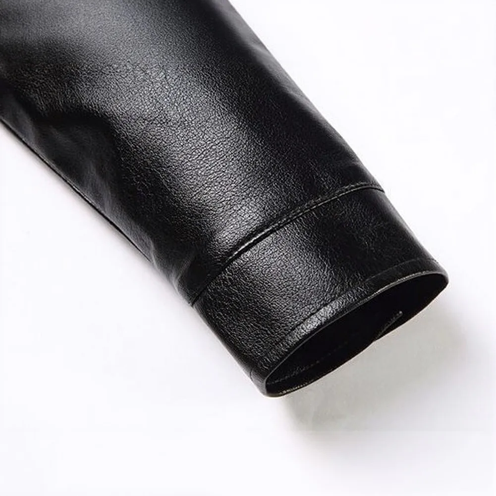 For Autumn Winter Seasons Men PU Leather Jacket for retro Casual Outerwear Faux Leather PU Leather Material Long Sleeve Design