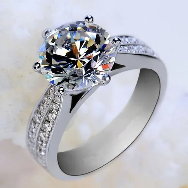 925 Sterling Silver Rings For Women Original Engagement Wedding Rose Gold Crystal Ring Luxury Jewelry