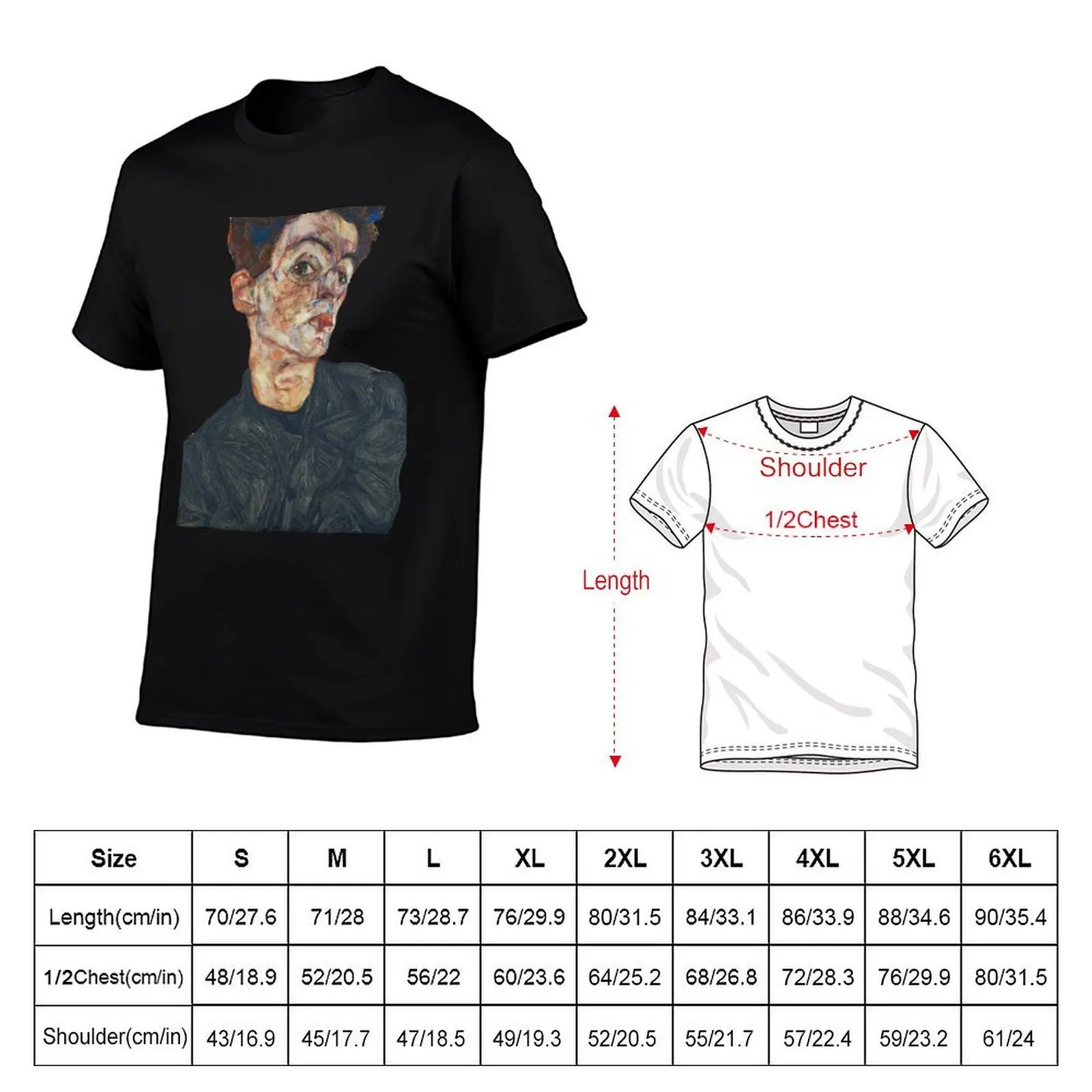 Self Portrait with Physalis by Egon Schiele 1914 T-Shirt Sweat Resistant Workout Tee Shirt view 5