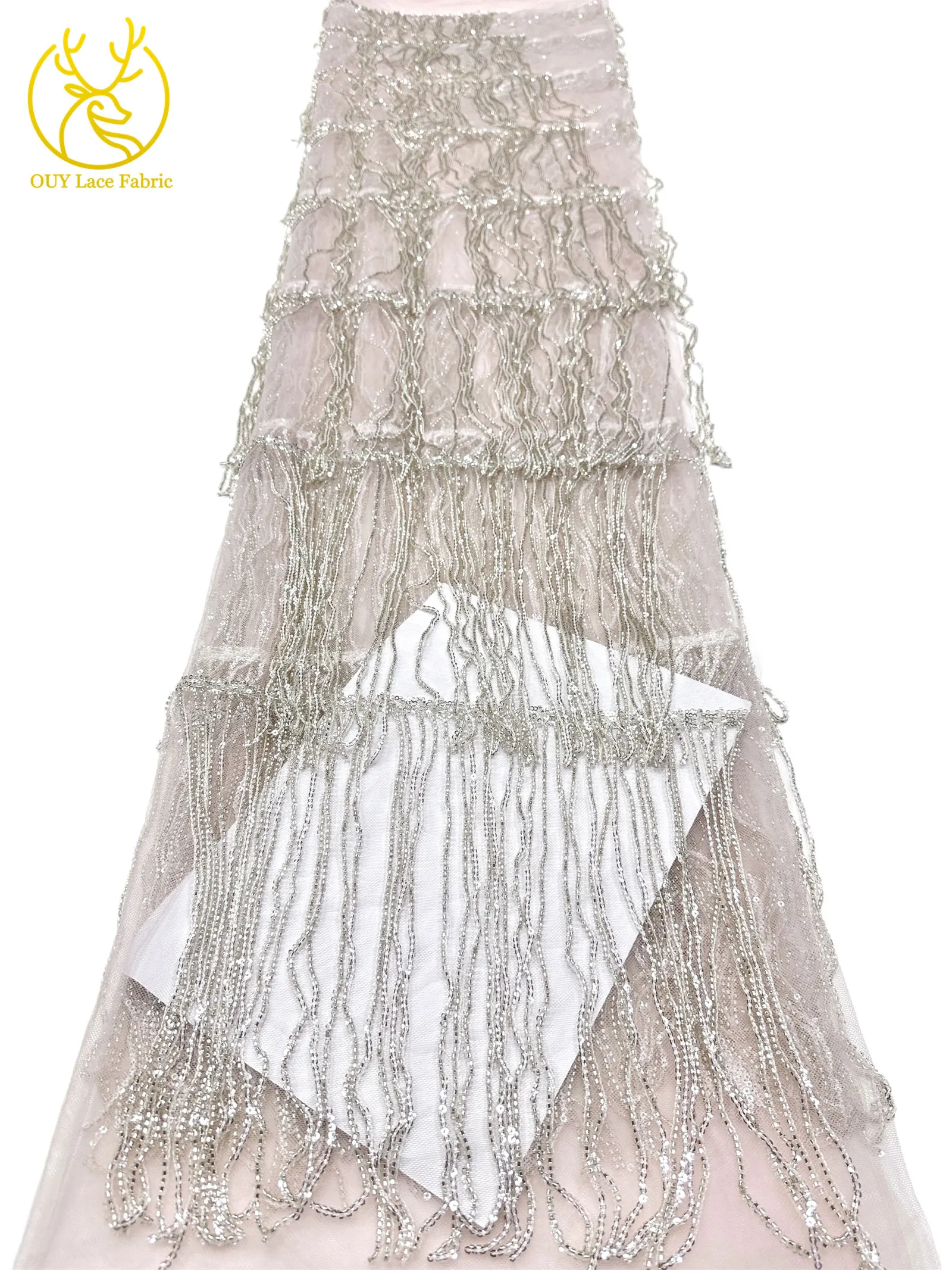 Weinroter nigerianischer 3D-Quasten-Perlen-Spitzenstoff, französischer Pailletten-Tüll-Spitzenstoff, afrikanischer Spitzenstoff für Damen, Hochzeitskleid, Nähen – Detail 18