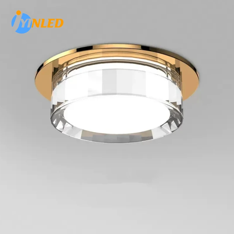 Golden Silver Crystal Recessed Teto Downlight, Lâmpada LED, Iluminação Interior, Spot Lights, Luminárias, 7W