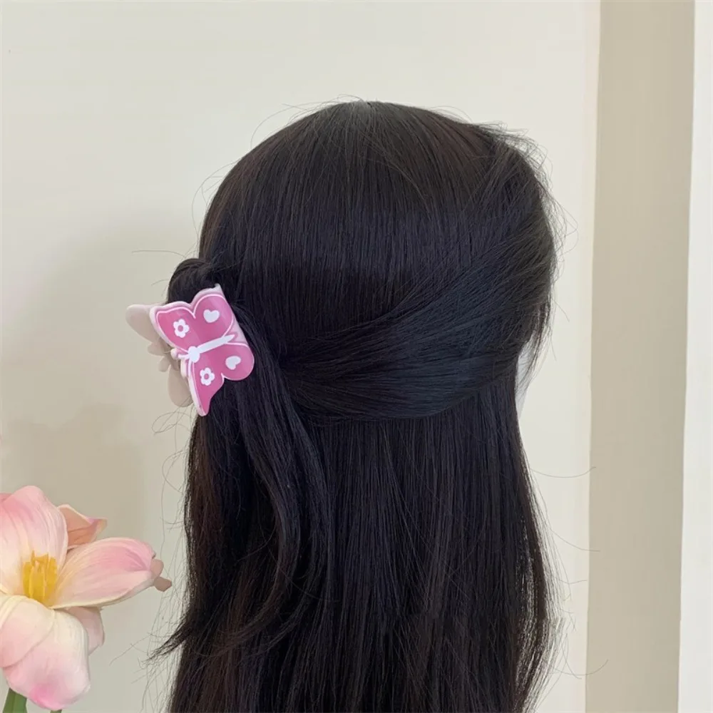 

Sweet Plastic Bowknot Hair Claw Y2k Ribbon Cat Claw Clip Headdress Ponytail Holder Bow Shark Clip Daily