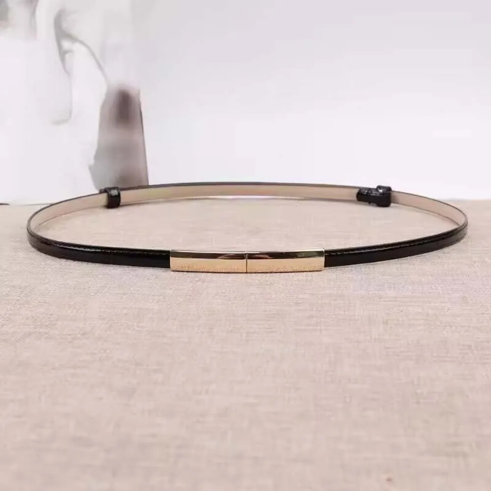 

Adjustable Patent Leather Belt Versatile Solid Color Thin Buckle Belt Clothes Accessories Durable Women Waistband Girls
