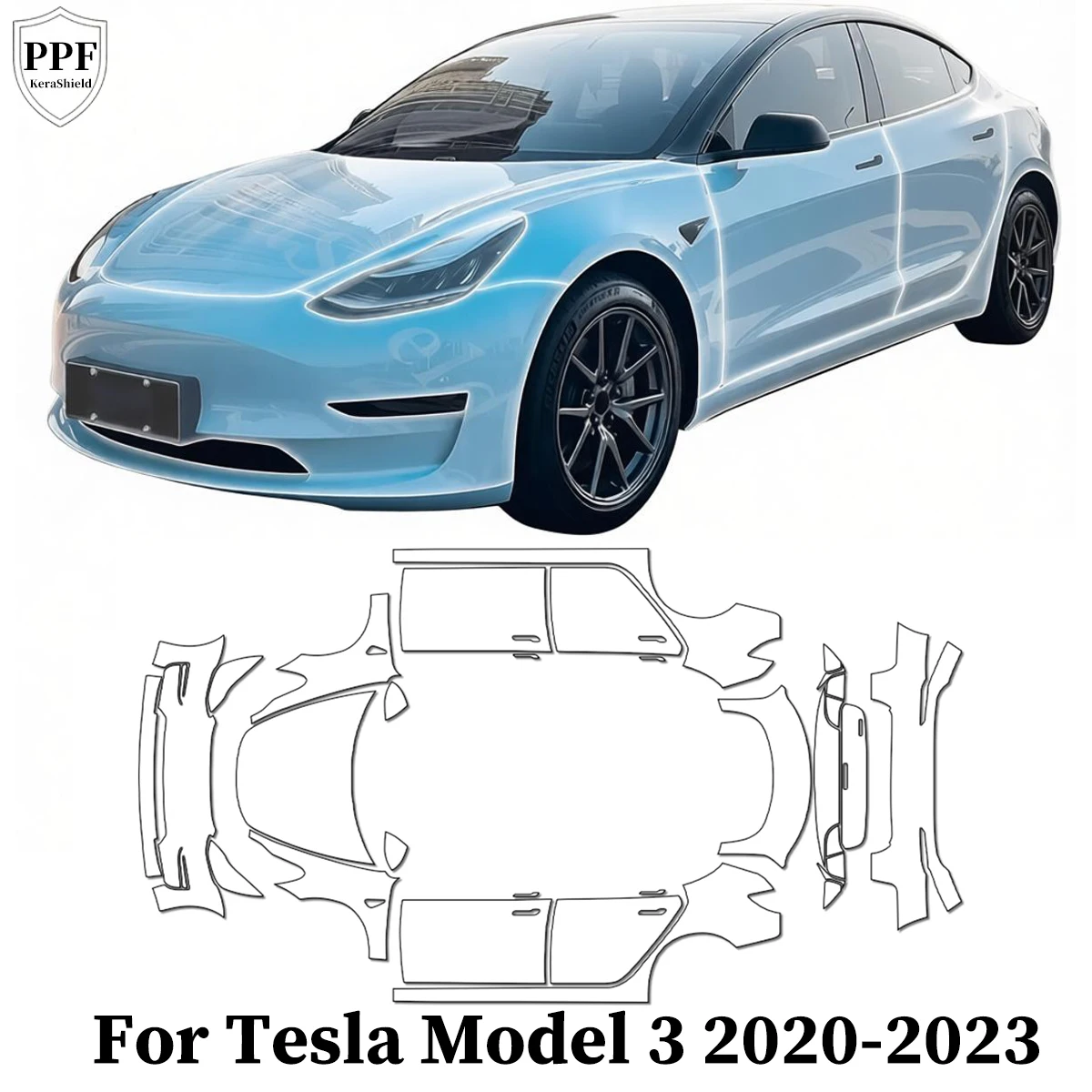 

For Tesla Model 3 2020-2023 Pre-cut PPF Clear Bra TPU Car Paint Protection Film Anti-Scratch Cover Invisible Repairable Sticker