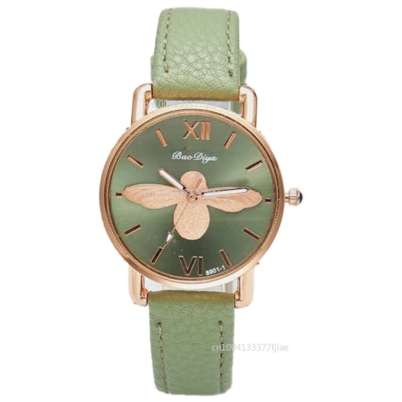 2024 New Women Luxury Watch Rose Gold 31mm Classic Casual Girl Dress Watch Bracelet Set 3D Engraved Bee Dial Clock Relógio