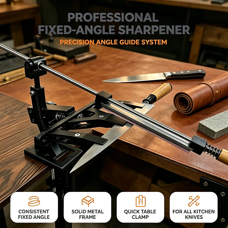 Professional Adjustable Angle Knife Sharpener Fixed Angle Sharpening Tool with Whetstone Precision Guide Kitchen Knife