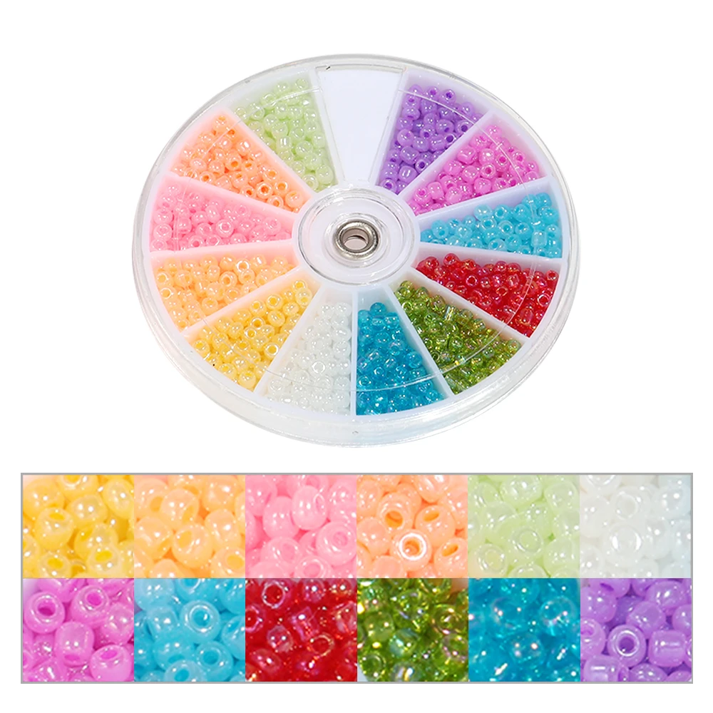 2000pcs/Lot 12Grids Glass Seed Beads Set Charms Jewelry Beads For Bracelet Necklace Earrings Handmade Craft DIY Jewelry Making