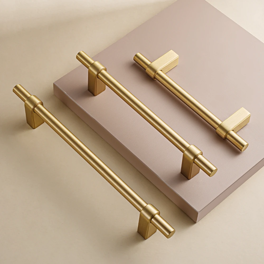 Dooroom Solid Brushed Brass Furniture Handles Cupboard Wardrobe Dresser Shoe Drawer Cabinet Knobs Hardware Handle