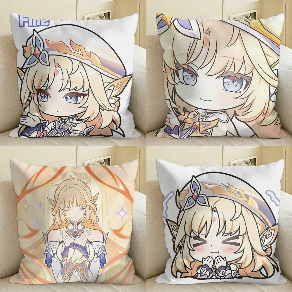 

Genshin Nicole REEYN ChibiS Square Sofa Pillow Cover Solid Color Living Room Home Decor Cushion Case