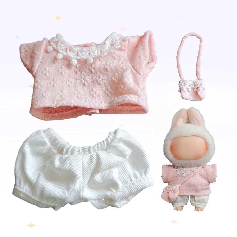 

17cm Clothes for Labubu Outfit Accessories For Korea Kpop Exo Labubu Idol Dolls Overalls shirt Clothing DIY Kid Gift
