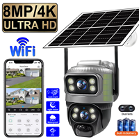8MP 4K Wireless Solar Camera Outdoor Dual Lens PTZ Wifi IP Camera PIR Night Vision V380 Pro CCTV Security Protection Monitor