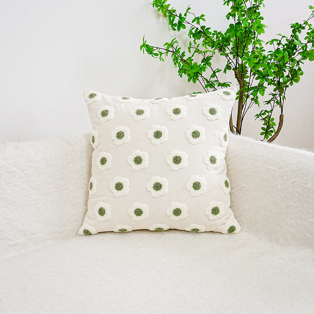 1pc Delicate Flower Embroidery Cushion Cover, Ethnic Style Home Decoration Without Pillow Core