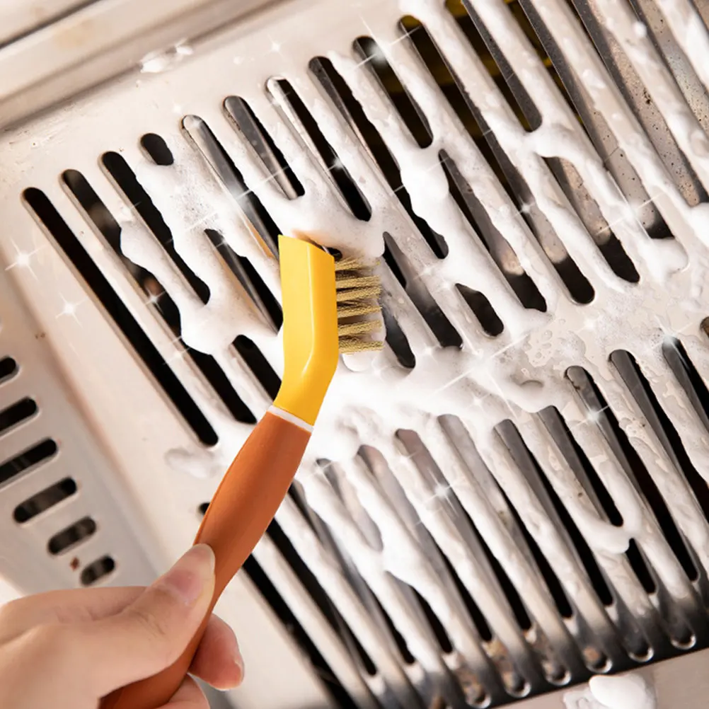 Double Head Cleaning Spatula Brush Heavy Duty Stiff Bristles for Stove Burners Oven Griddle Pan Dishwashing Crevice Cleaning