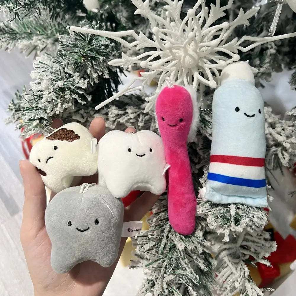 Fashion Soft Teeth Keychain Stuffed Cartoon Care for Teeth Pendant Decayed Tooth Virus Pendant