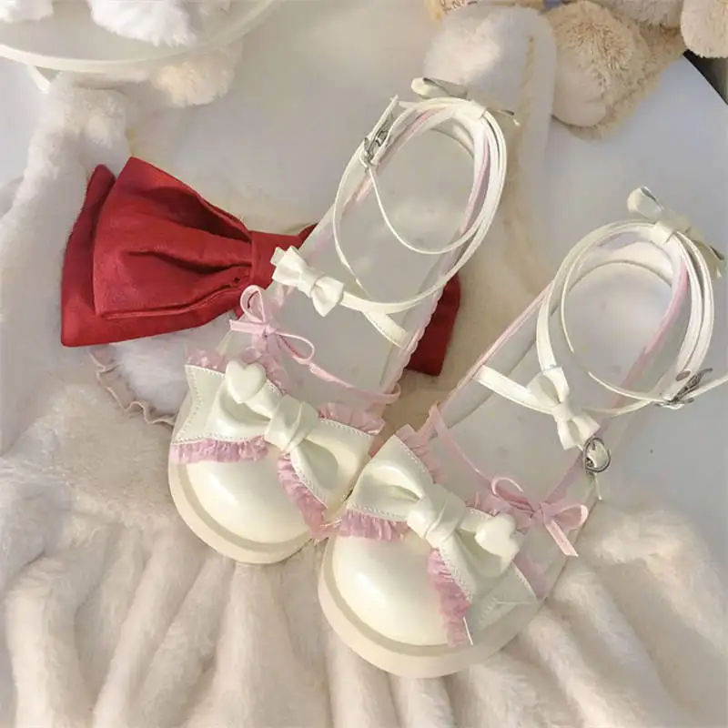 

Женские туфли Sweet Lolita на толстом каблуке, новинка 2025 года, с бантом, в стиле JK, увеличивающие рост