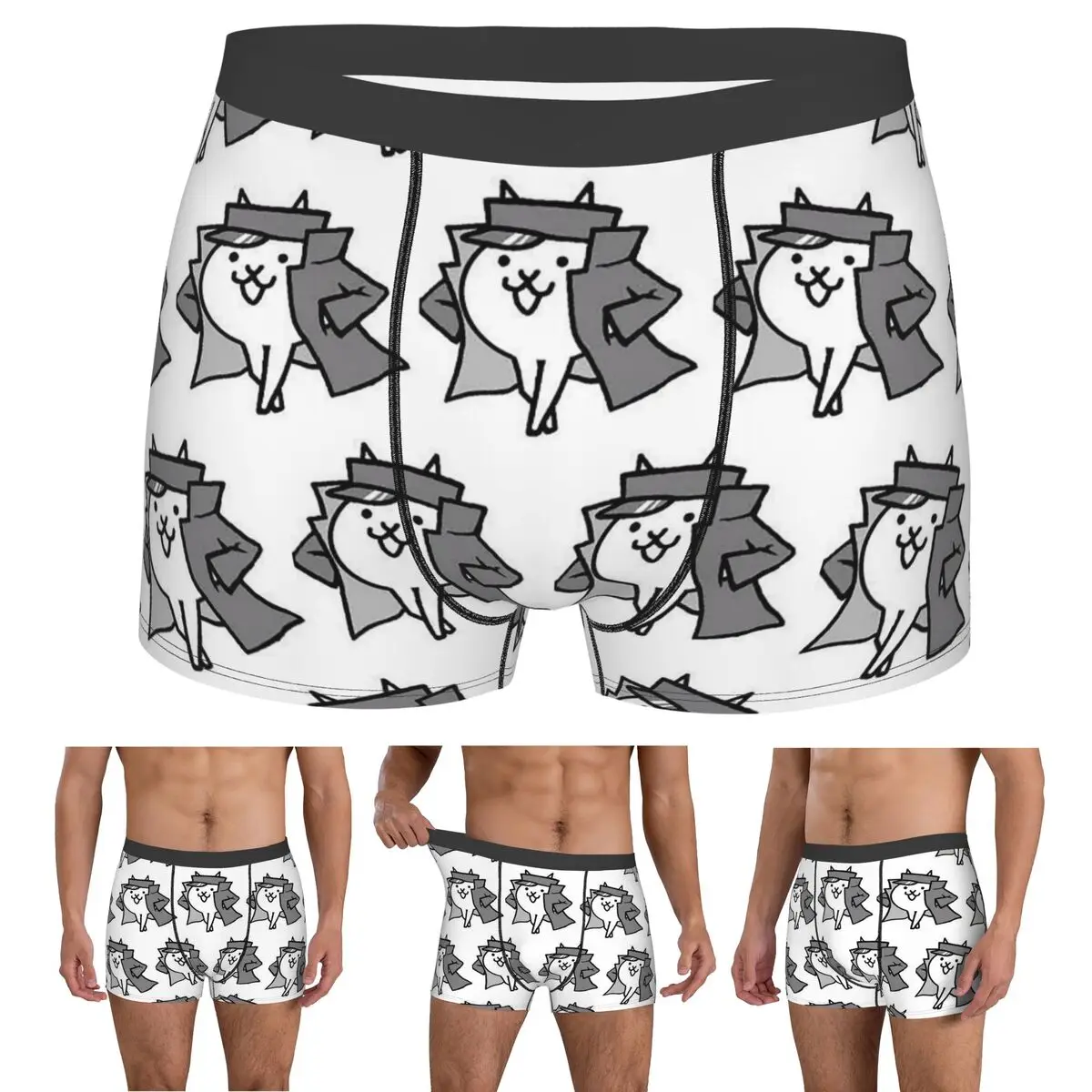 Boxer Underpants Shorts Gato Jotaro Battle Cats Panties Men's Ventilate Underwear for Homme Man Boyfriend Gifts