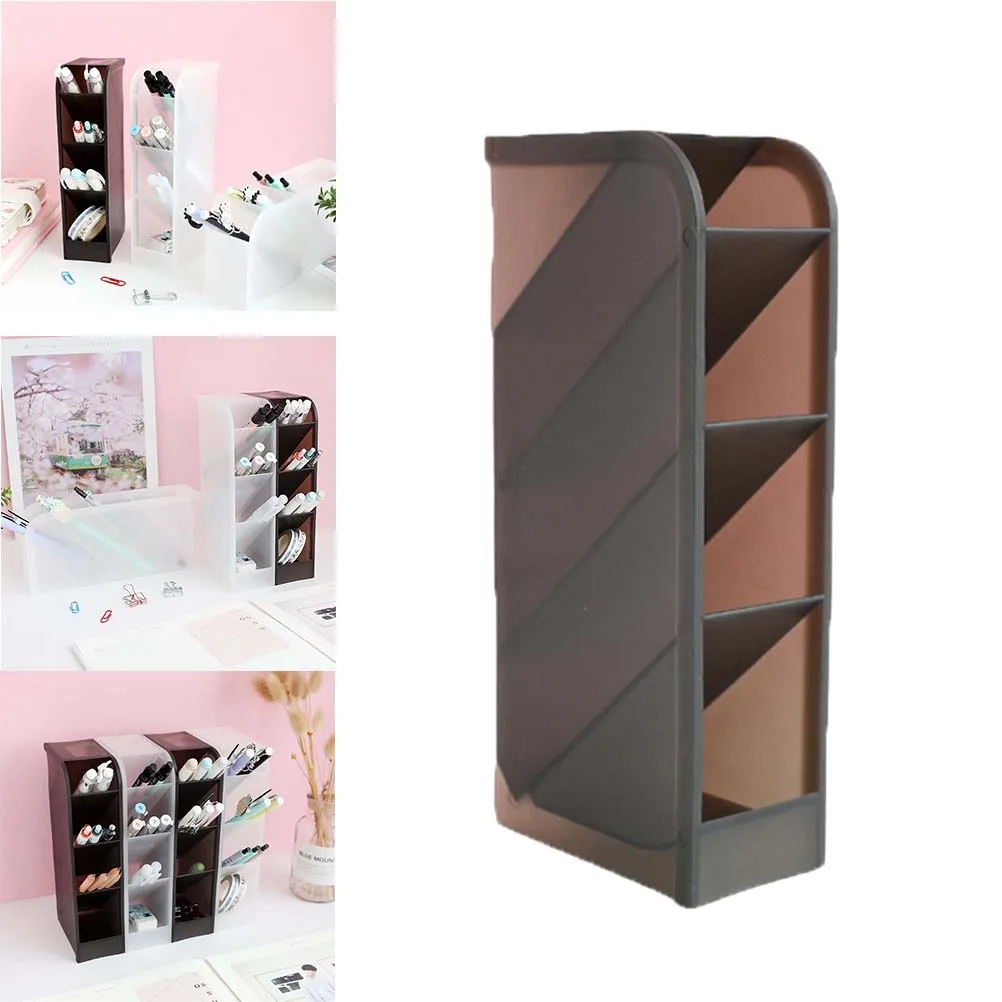 

Sturdy Plastic Pen Holder Black Desktop Stationery Container for Pens Pencils Makeup Brushes Chopsticks Tidy Desk Organizer