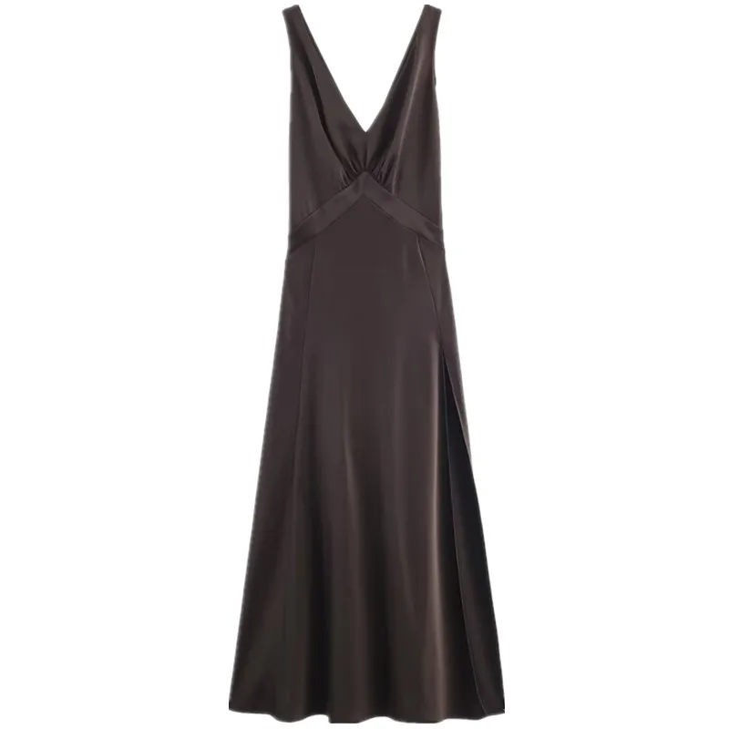 فستان حريري طويل من الساتان Dr للنساء قابل للتنفس متعدد الاستخدامات Ci للتنقل مناسب لشتاء 2025 فستان وصول جديد #5