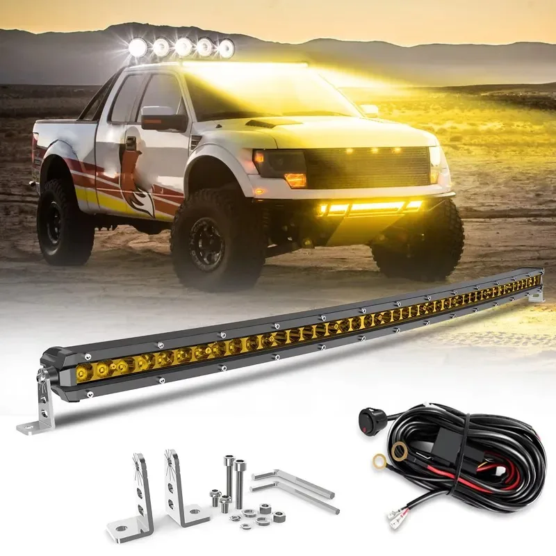 38-Inch 44-inch 50-inch amber LED light strip, yellow lensed off-road driving light, fog light for pickup SUV, off-road