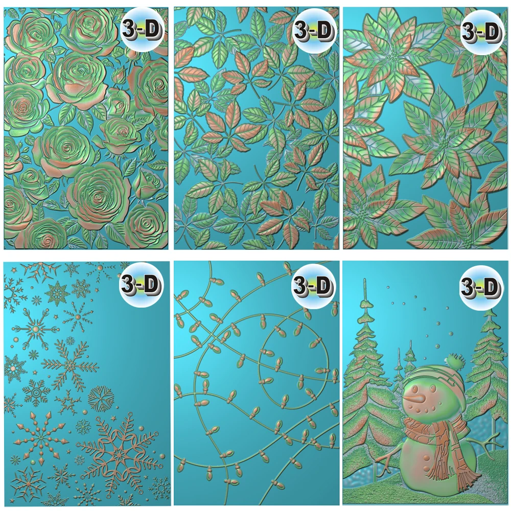

Sketched Leaves Christmas Snowman Snowflake Flower Pattern 3D Embossing Folder for Adding Textured Detail To Paper Crafting Card