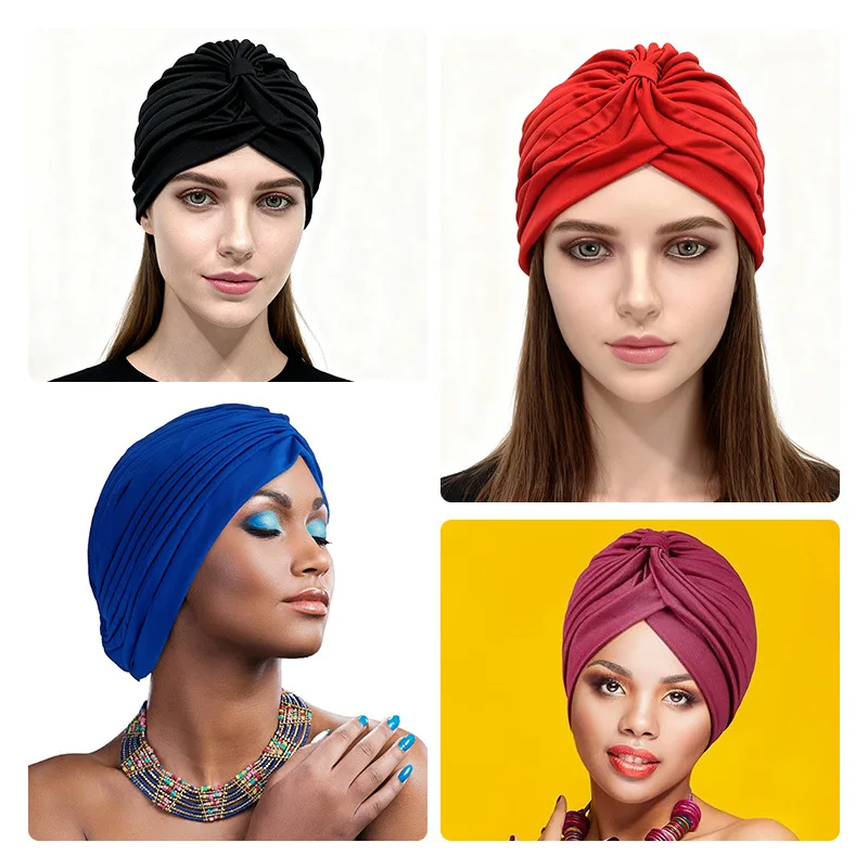 Stretch Ethnic-Style Pleated Headband Yoga Cap for Women, Trendy Unique Style Accessory, Daily Party Gift Evening Casual Chic