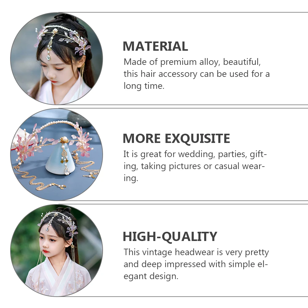 

1pc Chinese Style Hair Accessory Vintage Headwear Long Tassels Wedding Party Photo Props Traditional Accessories Hair Crown